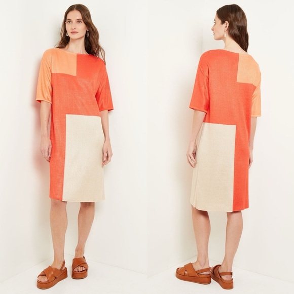 NWT Misook Colorblock Soft Knit Midi Shift Dress Size XS - Picture 1 of 10